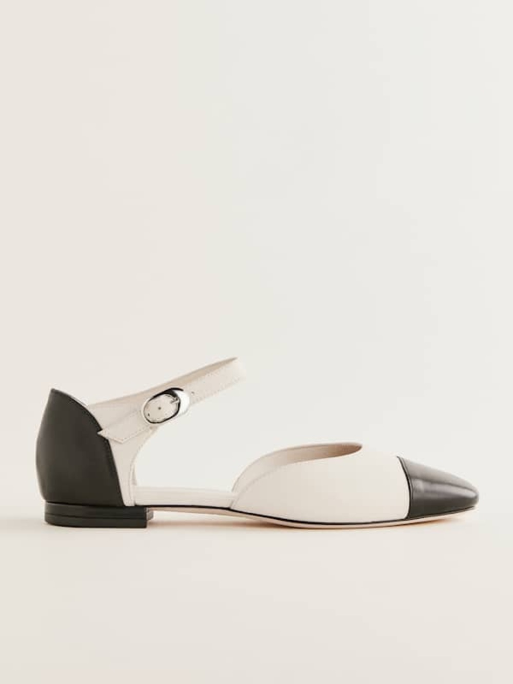 Reformation Mary Jane Flats - Two Tone Cream & Black